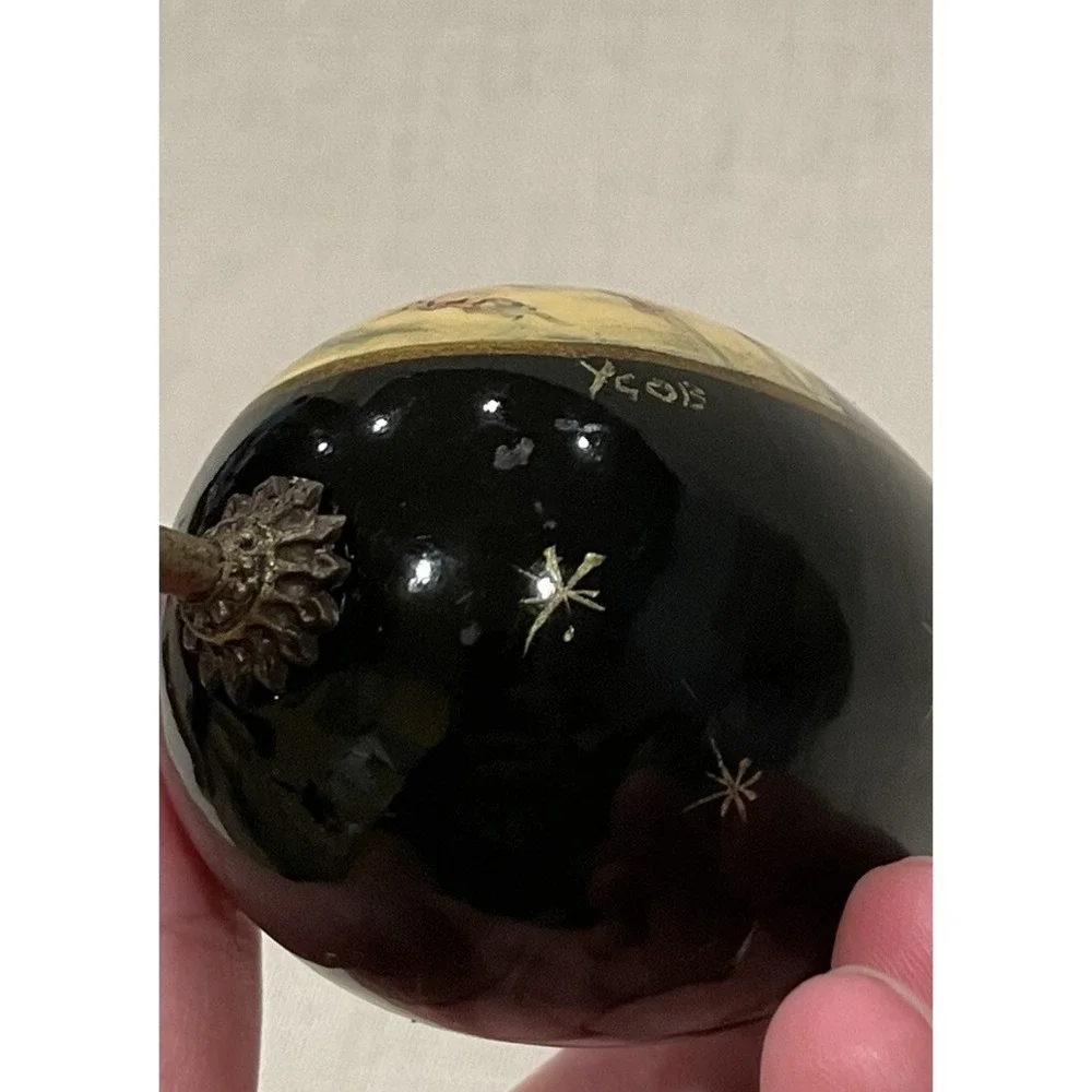 Vintage Russian Hand Painted Lacquer Egg Winter Orthodox Church‎ Signed Usov